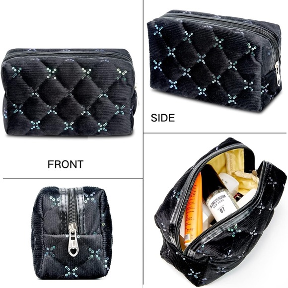 Cute black cosmetic ,pencil or travel bag - Picture 3 of 12